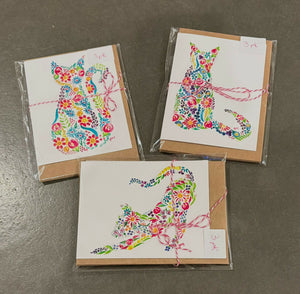 Cat-Themed Mini Greeting Cards, Pack of 3