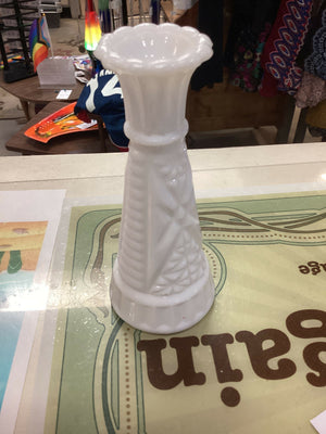 Vintage Milk Glass Short Vase
