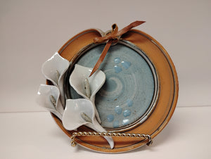 3D flower design studio pottery wall plaque