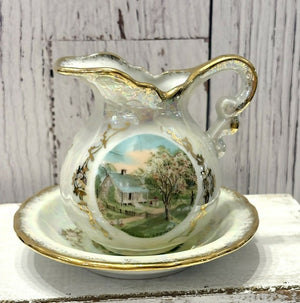 Vintage Ceramic Creamer with Plate