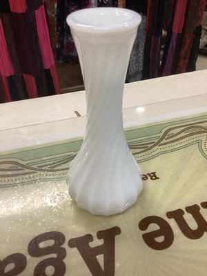 Vintage Hosier Milk Glass Vase 6”