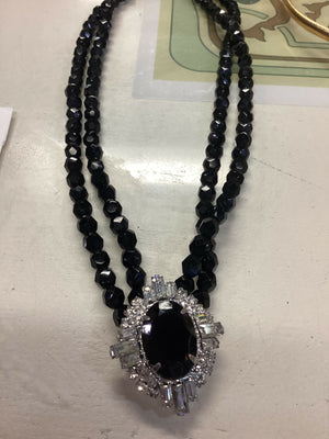 Vintage Faceted Bead Rhinestone Choker Necklace