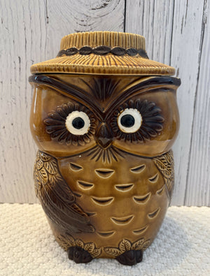 VINTAGE OWL COOKIE JAR/CANISTER (as is)