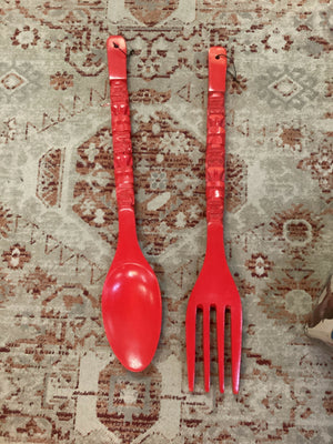 Vintage Wooden Spoon and Fork (30”)