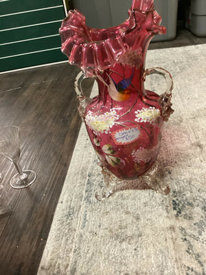 Vintage Handpainted Ruffle Vase (damaged)