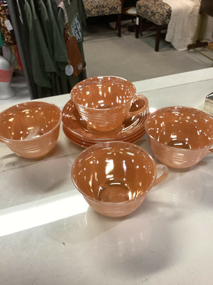 Vintage Peach Lustre Tea Set (8 pieces)