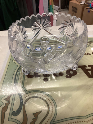 Vintage Pinwheel Lead Crystal Footed Bowl