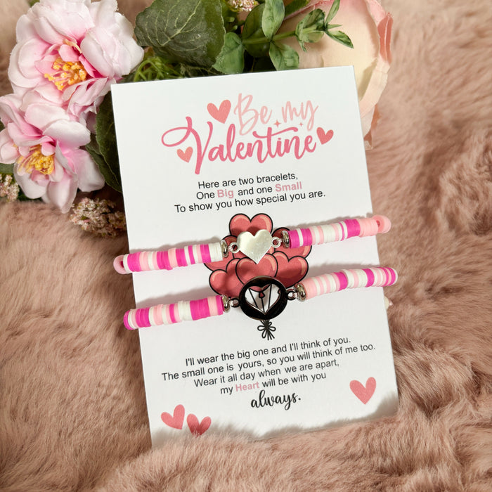 Be my Valentine bracelet set - pink & white