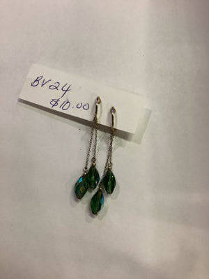 Vintage Iridescent Fauceted Beaded Earrings