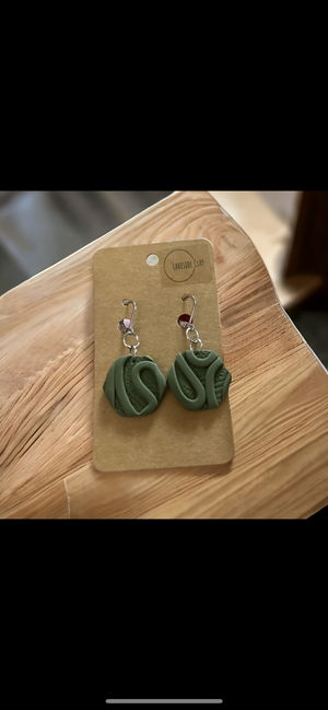 Army Green Texture Earrings available at 33rd St