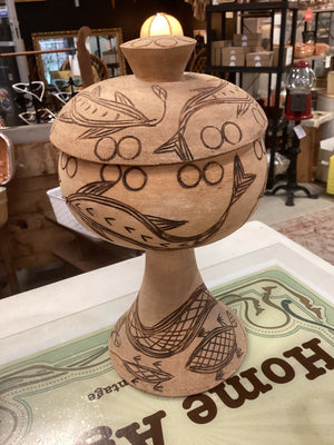 Vintage Soft Wood Pedestal Container
