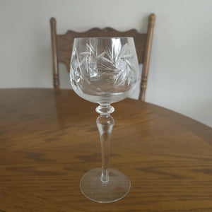 Bohemian Hock Wine Glass Cut Crystal