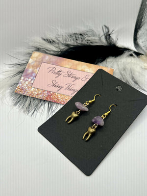 Brass Tooth Amethyst Earrings
