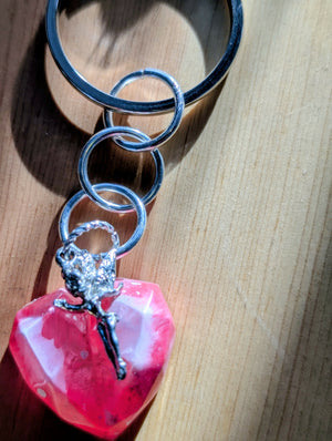 Heart with angel charm ,key ring