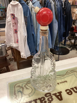 Vintage - Violin shaped bottle with stopper - made of glass - 10” high