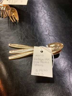 Vintage 23K Gold Plated Tea Spoons