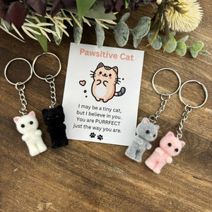 PAWSITIVE CAT KEYCHAIN keychain & card set