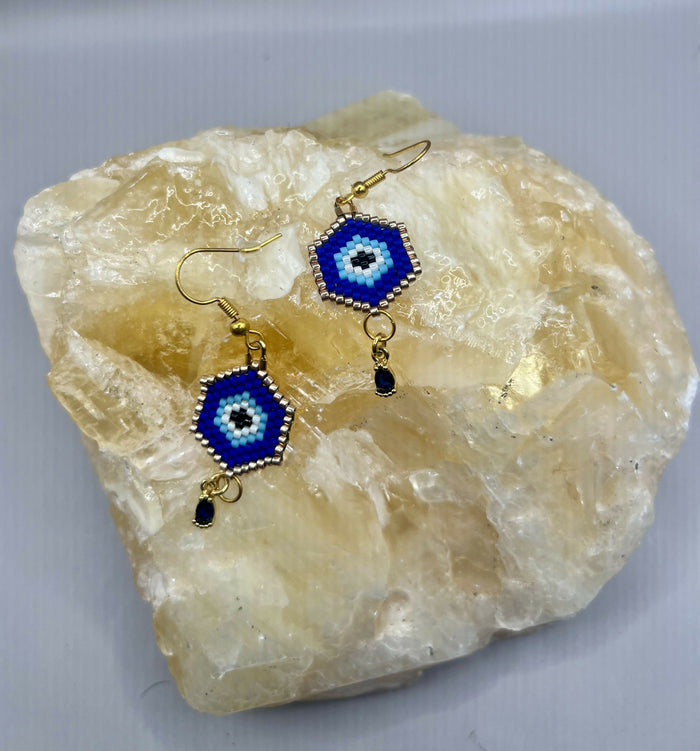 Beaded Evil Eye Earrings