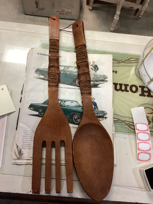 Vintage Wooden Fork & Spoon Wall Decor