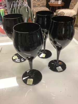 Vintage BJI Black Wine Glasses