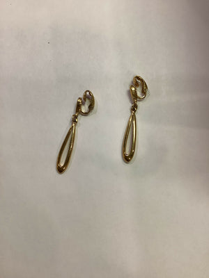 Vintage Gold Elongated Hoop Clip Earrings
