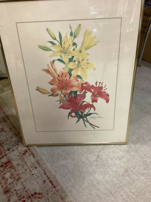 Vintage Avon Garden Of Lillies Print Sales Award Framed Sealed Artist Mary Close 16 X 20