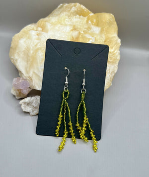 Yellow Beaded Flower Bundle Earrings