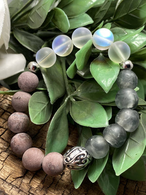 Artistic Jasper & Grey Mist recycled glass Bracelet/by Simply de novo Creations