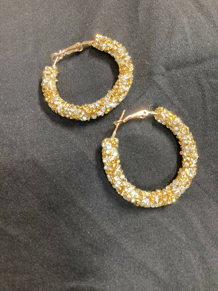 Gold Glitter Hoop Earrings