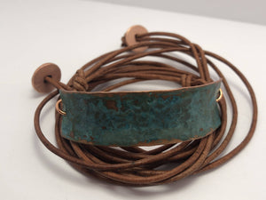 Leather & Copper Patina Wrap Bracelet/ by Simply de novo Creations