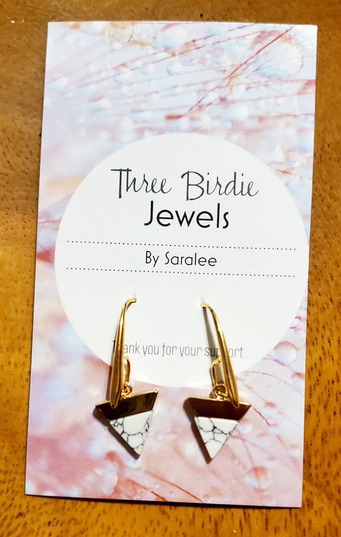 Gold tone triangle hook earrings