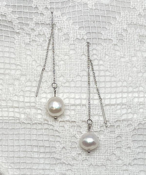 Dangly Pearl Earrings/by Simply de novo Creations