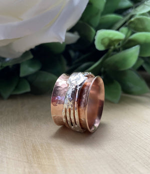 Copper/Sterling Silver Spinner Ring/ by Simply de novo Creations