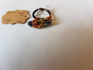 Copper Wrapped Point Stone Ring