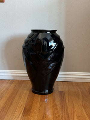 Vintage black glass vase