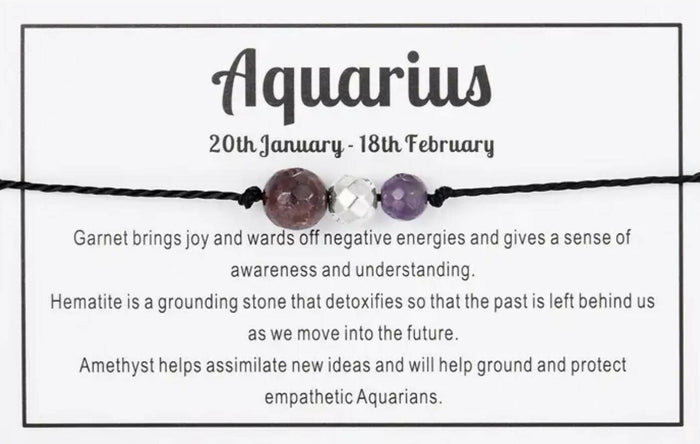 Zodiac Crystal Rope Bracelet Aquarius