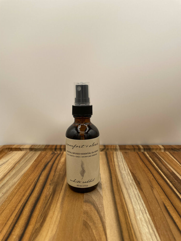 COMFORT AND CLEAR PALO SANTO AND SAGE CRYSTAL INFUSED ESSENTIAL OIL SPRAY-2 OZ BOTTLE