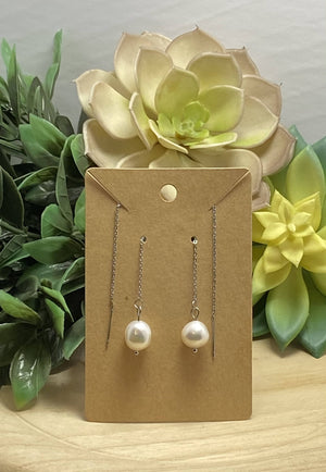 Dangly Pearl Earrings/by Simply de novo Creations