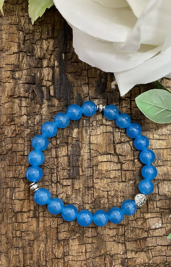 Steel Blue Rainbow Jade Bracelet/by Simply de novo Creations
