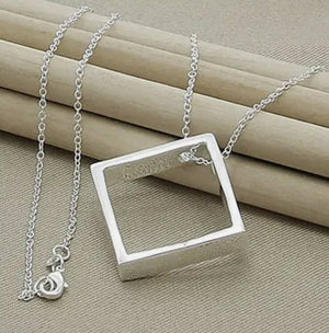 Simple Square Necklace Sterling Silver