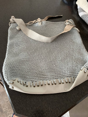 Leather and crochet yarn Bag