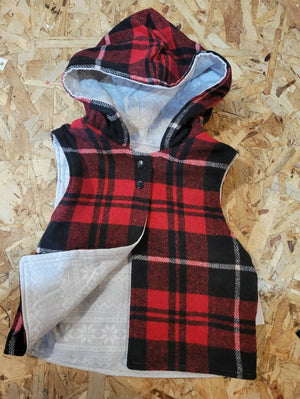 Wool Blend Hooded Vest with Flannel Lining. Size 4/5 years