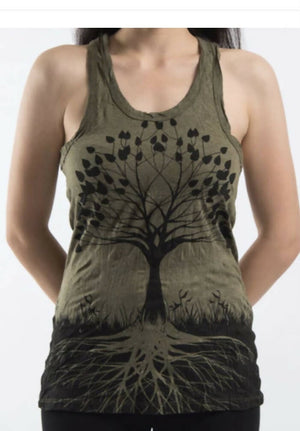 Army Green Tree of Life Tank Top