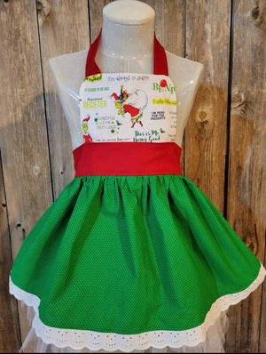 Grinch Apron. Size 2-4 years
