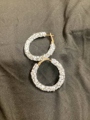 Silver Glitter Hoop Earrings