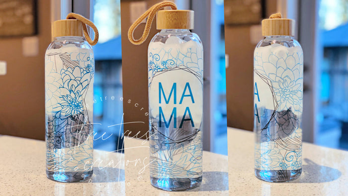 MAMA 25OZ GLASS H2O BOTTLE (Drinkware, Cups, Food and Drink, Mugs)