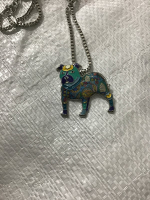 Enamel Bull Dog Necklace