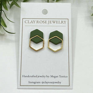 Double hexagon stud earrings