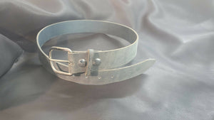 Plush Grey Solid Leather Belt
