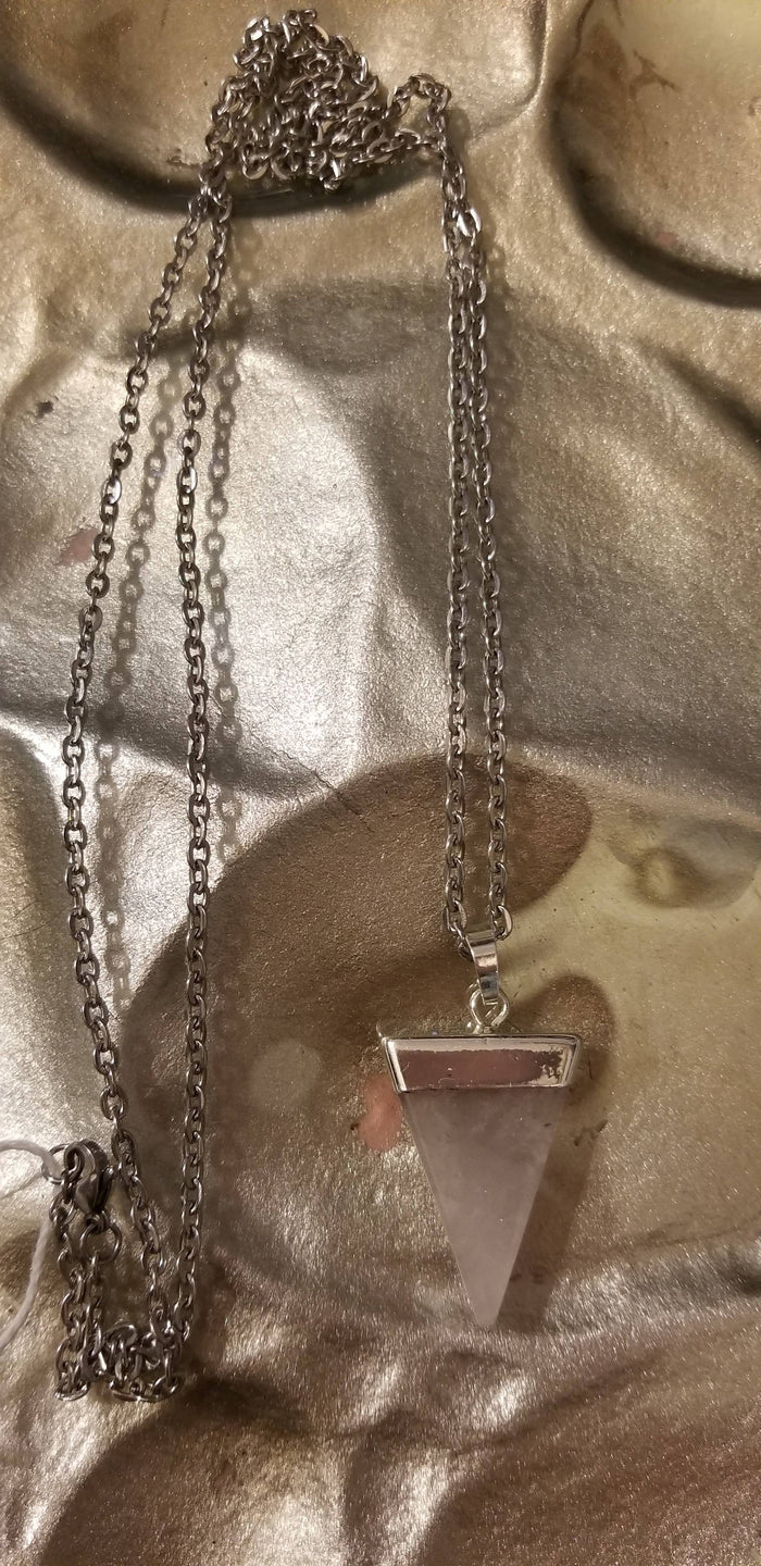 Triangle rose quartz necklace